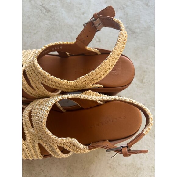 Clergerie Paris Natsu Platform Woven Raffia Block Heel Slingback Sandals Sz 38.5 - Picture 7 of 13